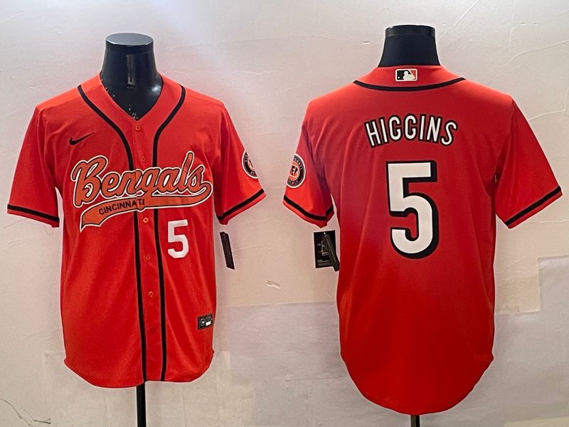 Men Cincinnati Bengals #5 Hiccins Orange Joint Name 2025 Nike Limited NFL Jersey style 3